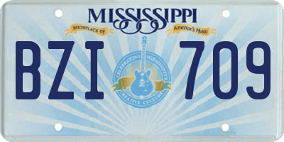 MS license plate BZI709