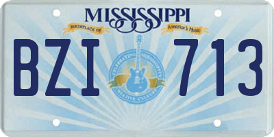 MS license plate BZI713