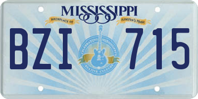 MS license plate BZI715