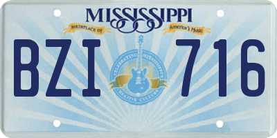 MS license plate BZI716