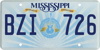 MS license plate BZI726