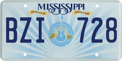 MS license plate BZI728