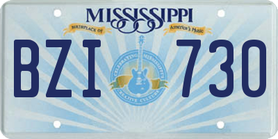MS license plate BZI730