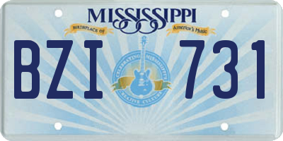 MS license plate BZI731
