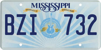 MS license plate BZI732