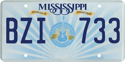 MS license plate BZI733