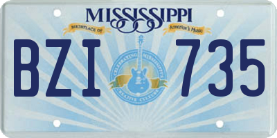 MS license plate BZI735