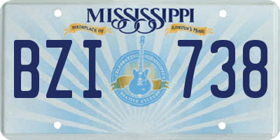 MS license plate BZI738