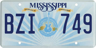 MS license plate BZI749