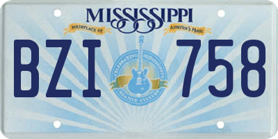 MS license plate BZI758