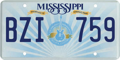 MS license plate BZI759