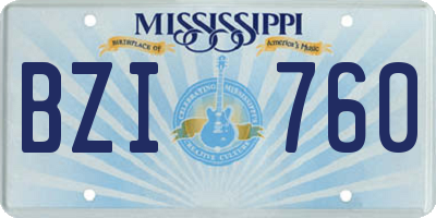 MS license plate BZI760