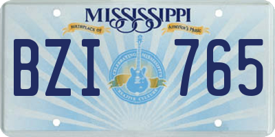 MS license plate BZI765