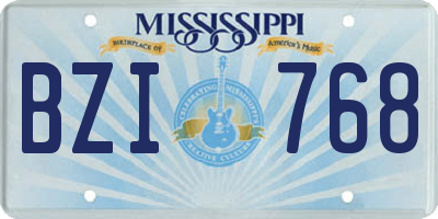 MS license plate BZI768
