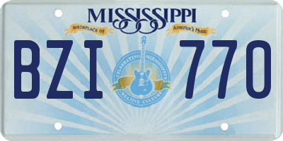 MS license plate BZI770