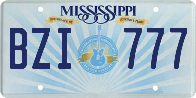 MS license plate BZI777
