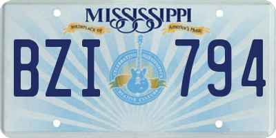 MS license plate BZI794