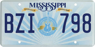 MS license plate BZI798
