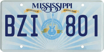 MS license plate BZI801