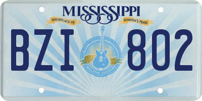 MS license plate BZI802