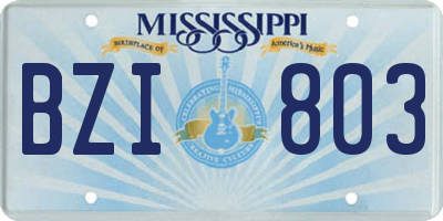 MS license plate BZI803