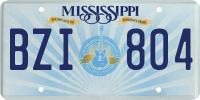 MS license plate BZI804