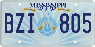 MS license plate BZI805
