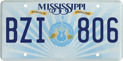 MS license plate BZI806