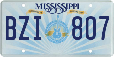 MS license plate BZI807