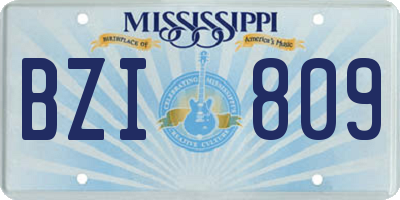 MS license plate BZI809