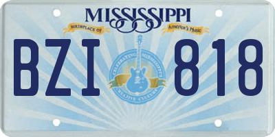 MS license plate BZI818