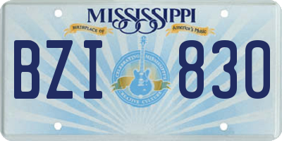MS license plate BZI830