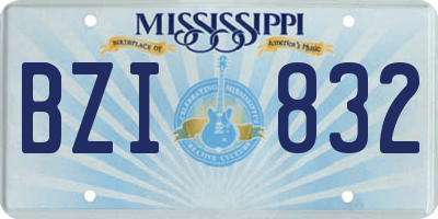 MS license plate BZI832