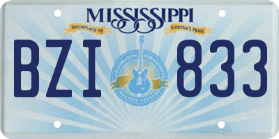 MS license plate BZI833
