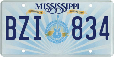 MS license plate BZI834