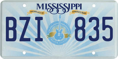 MS license plate BZI835
