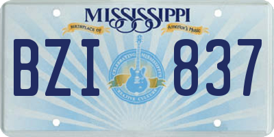 MS license plate BZI837