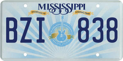 MS license plate BZI838
