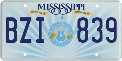 MS license plate BZI839
