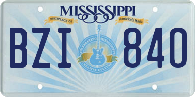 MS license plate BZI840