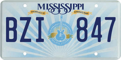 MS license plate BZI847