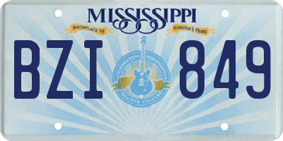 MS license plate BZI849
