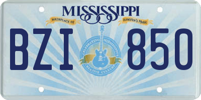 MS license plate BZI850