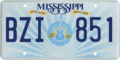 MS license plate BZI851