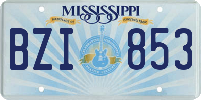 MS license plate BZI853