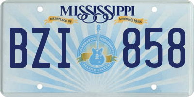 MS license plate BZI858