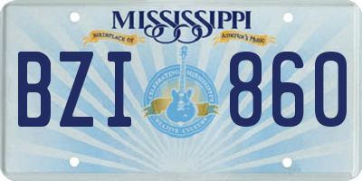 MS license plate BZI860