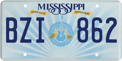 MS license plate BZI862
