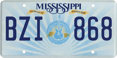MS license plate BZI868
