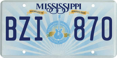 MS license plate BZI870